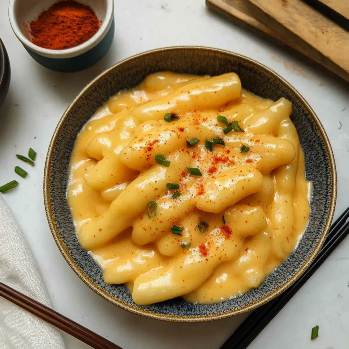 Vegan Cheese Tteokbokki: Cheesy Comfort in Every Bite