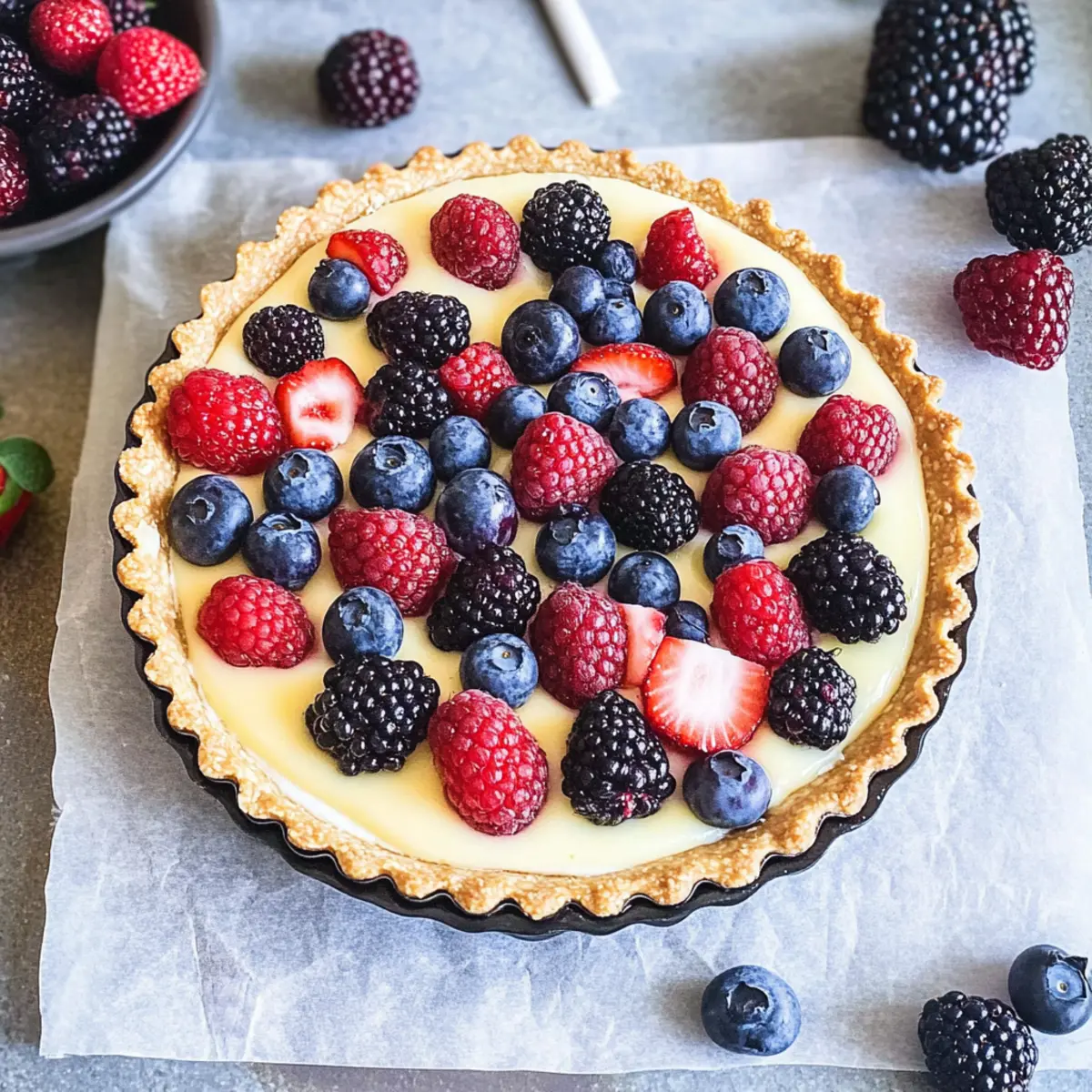 Refreshing Fruit Tart with Vanilla Cream for Summer Bliss