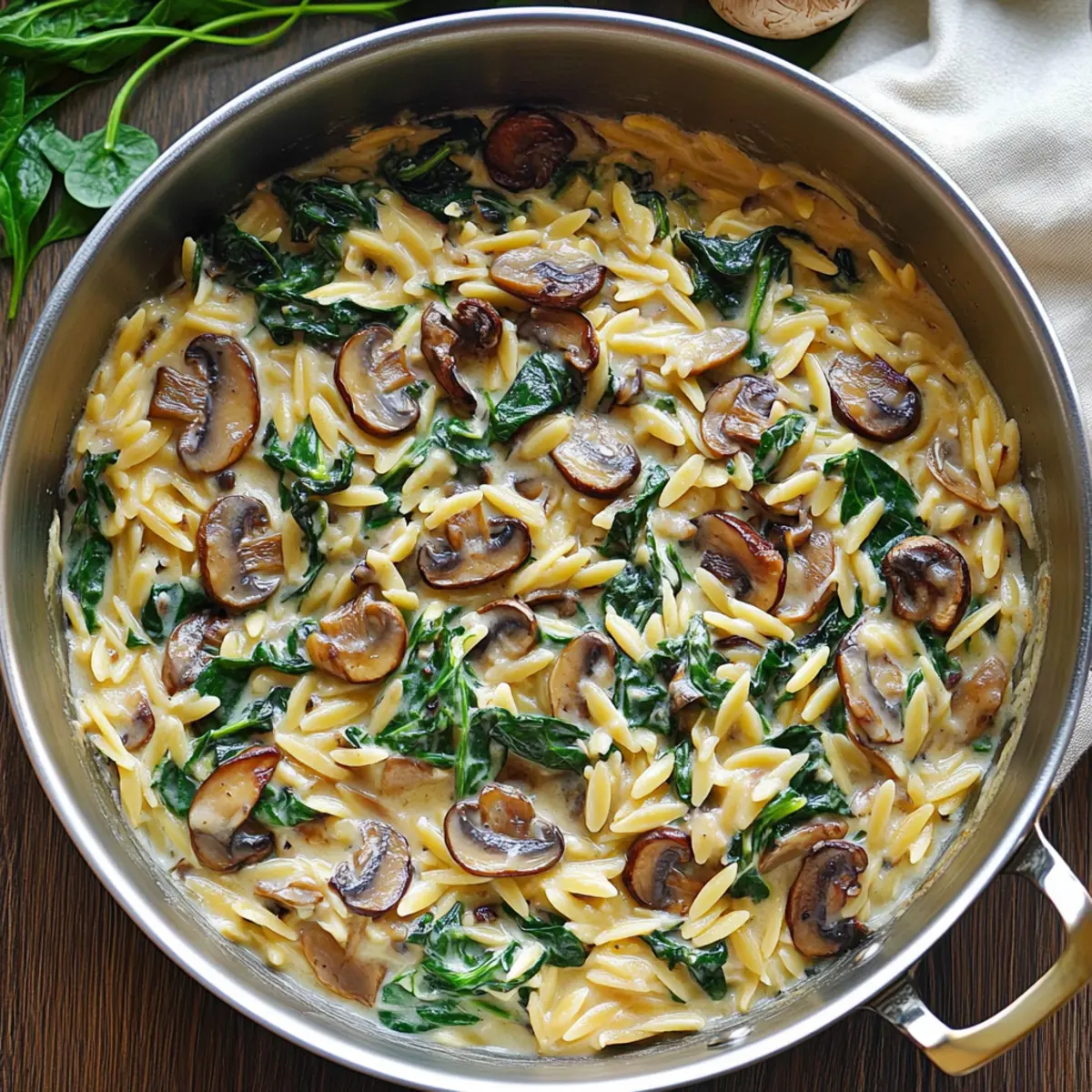 Creamy Spinach and Mushroom Orzo for Cozy Nights In