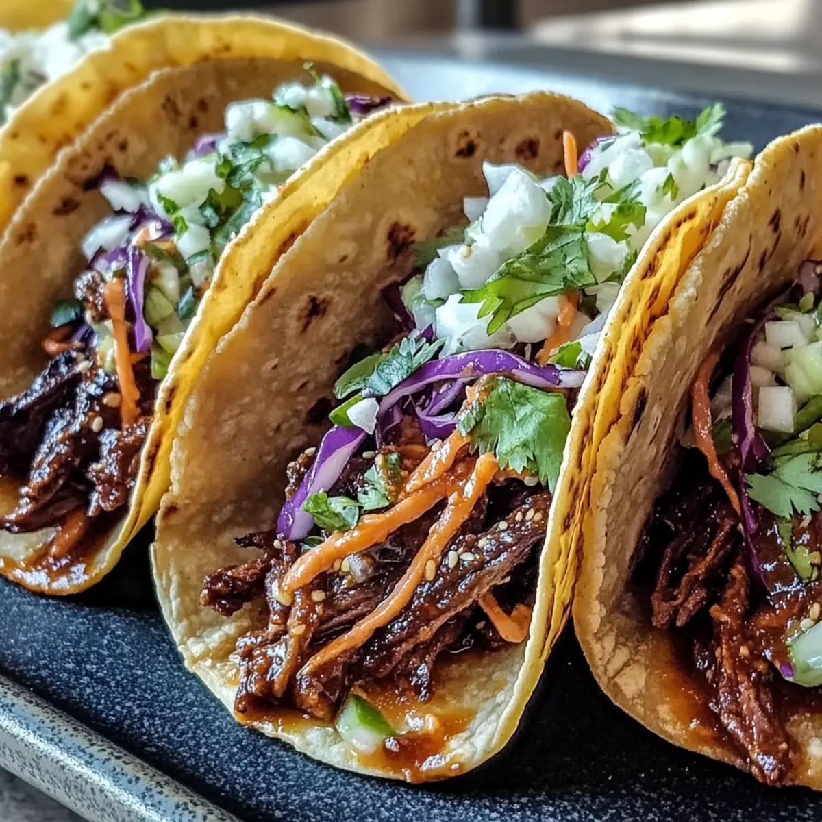 Irresistible Korean Beef Tacos with Gochujang Slaw in Crockpot