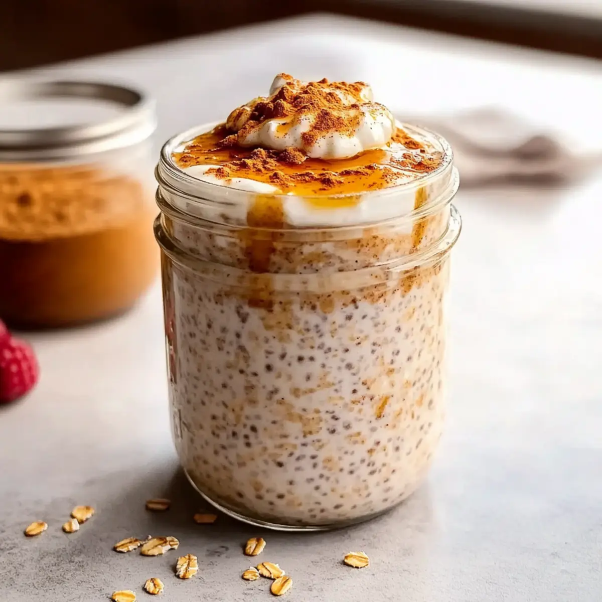 High Protein Cinnamon Roll Overnight Oats for Easy Mornings