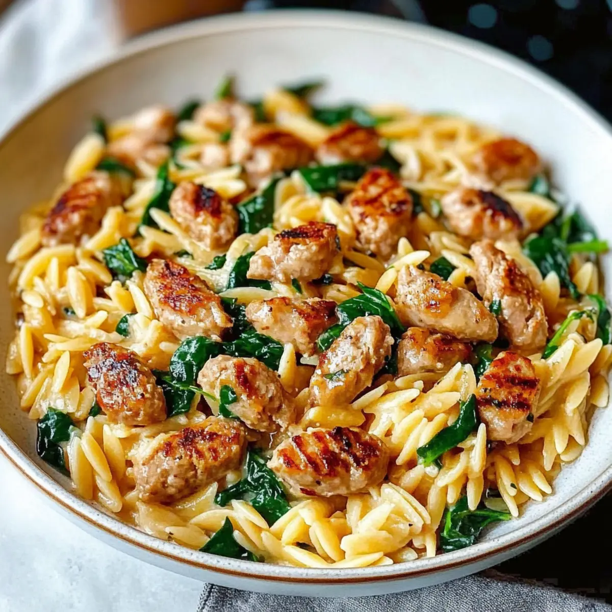 Creamy Chicken Sausage Orzo Skillet for Cozy Dinner Bliss