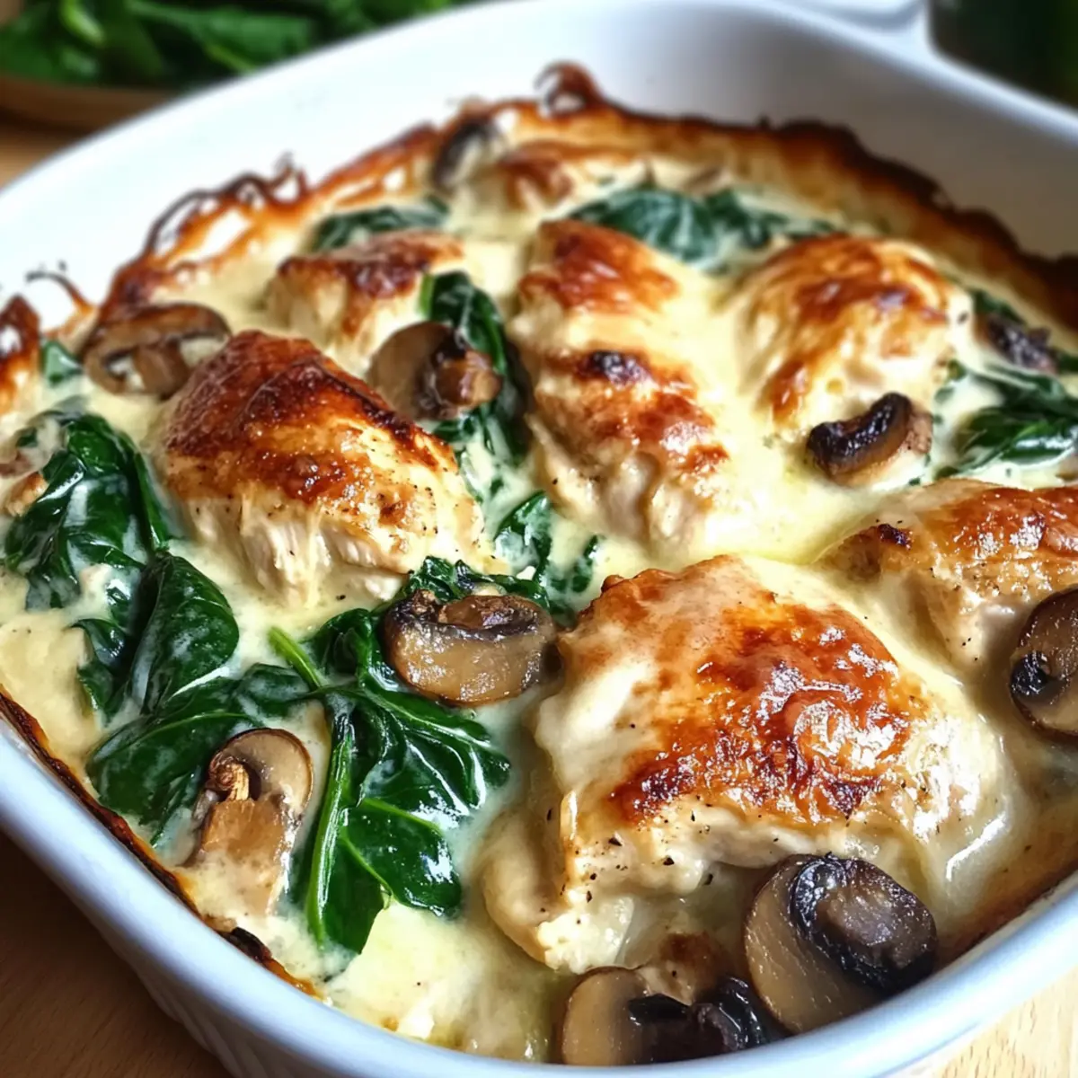 Creamy Chicken Spinach Mushroom Bake for Cozy Weeknight Dinners
