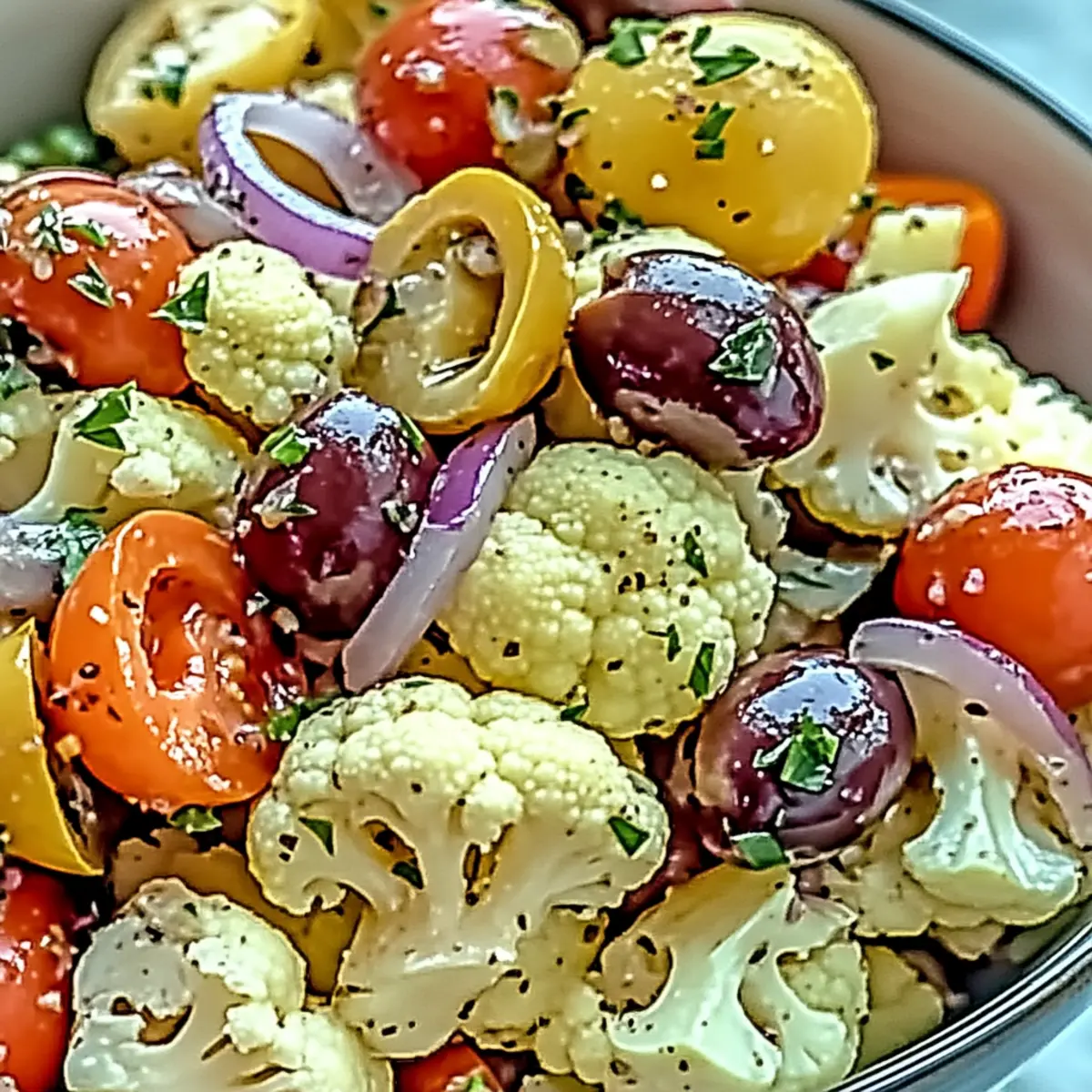 Mediterranean Marinated Cauliflower Salad Side for Fresh Flavor