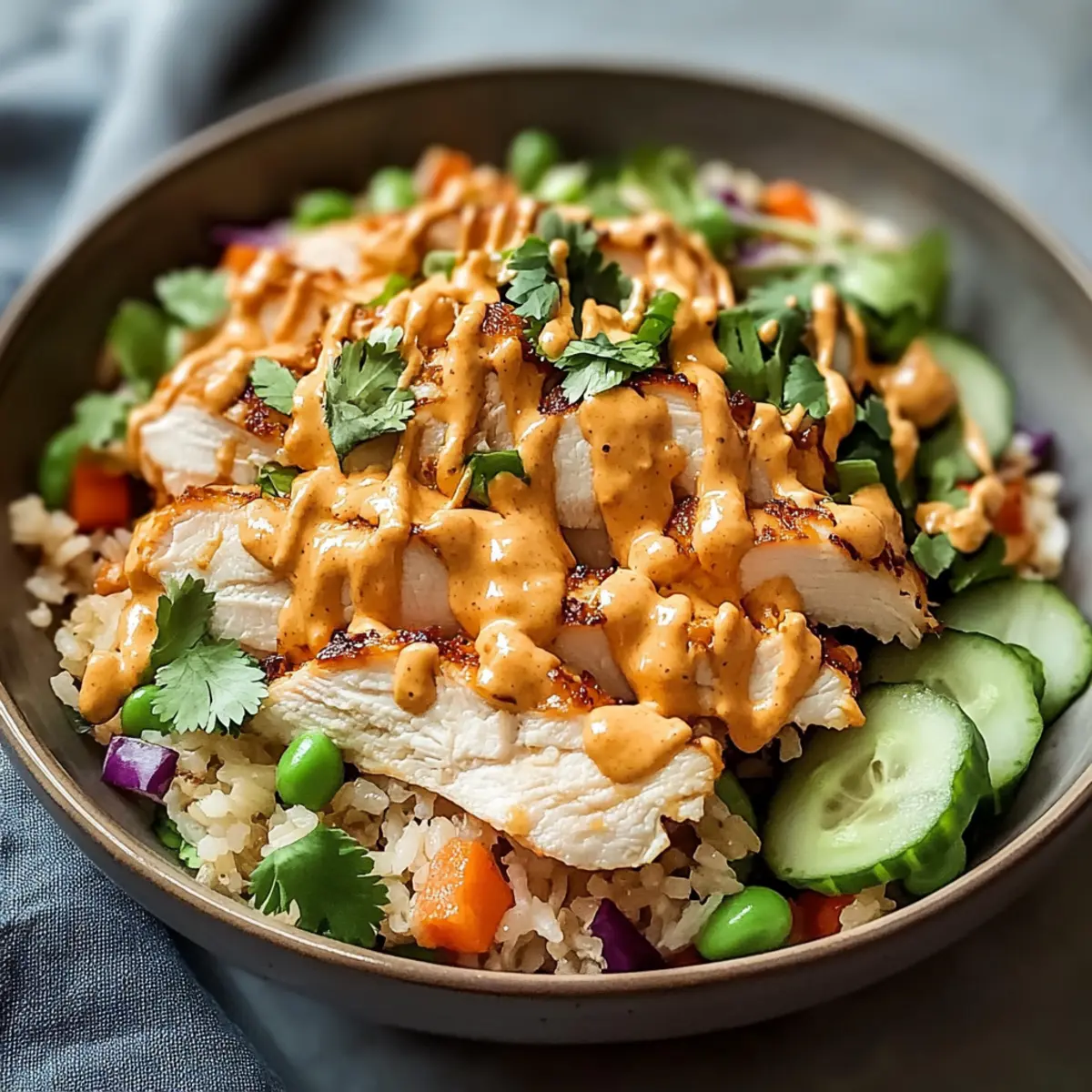 Chicken Crispy Rice Salad with Creamy Peanut Dressing Delight