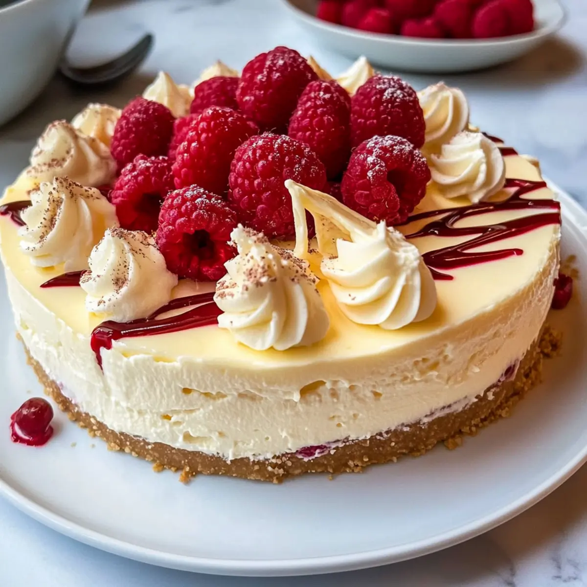 No Bake White Chocolate and Raspberry Cheesecake Bliss