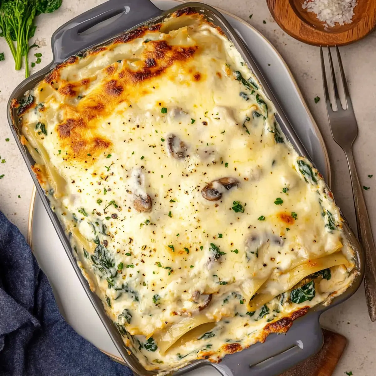 Creamy White Lasagna with Spinach and Mushrooms to Savor