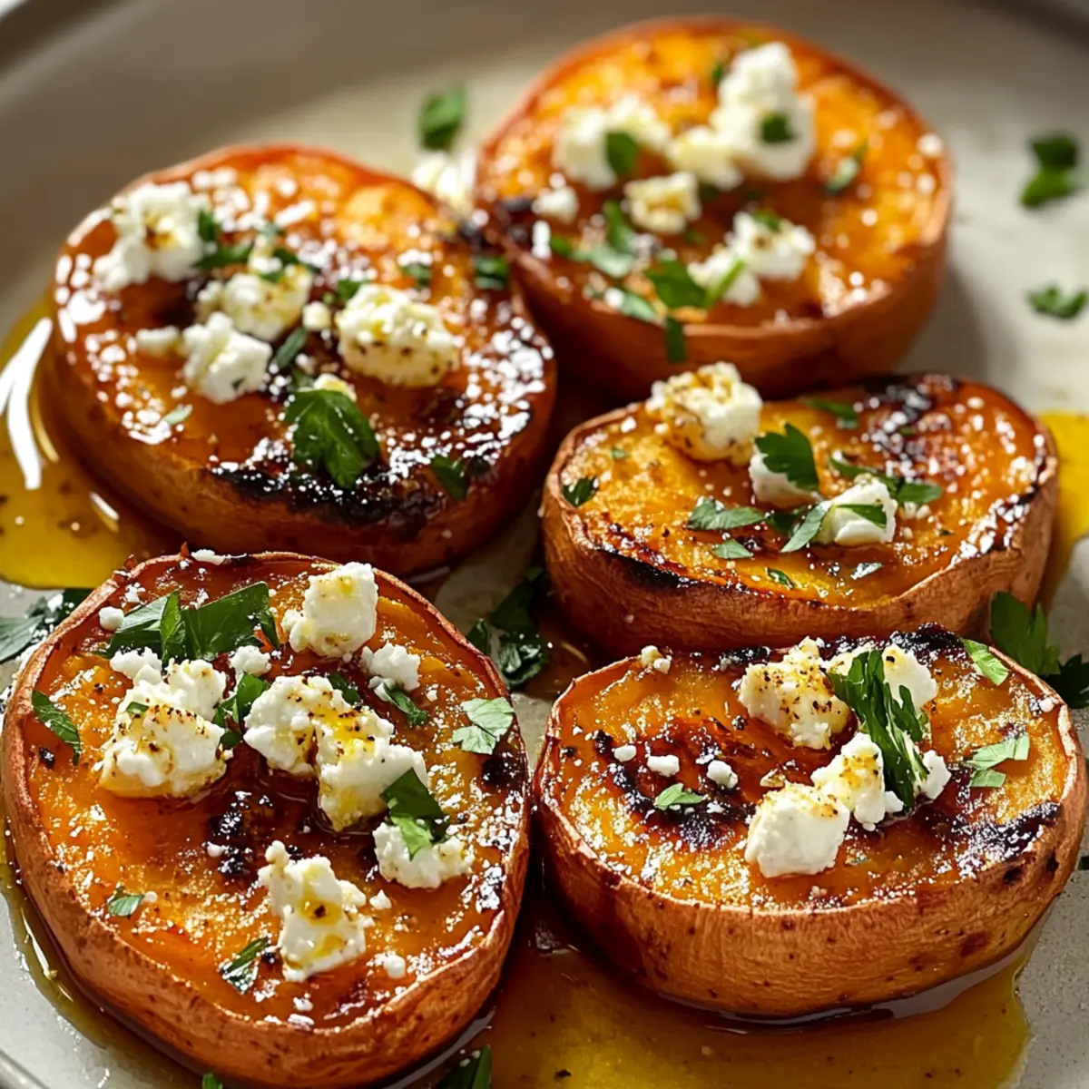 Delicious Roasted Sweet Potato Rounds with Honey & Feta Treat