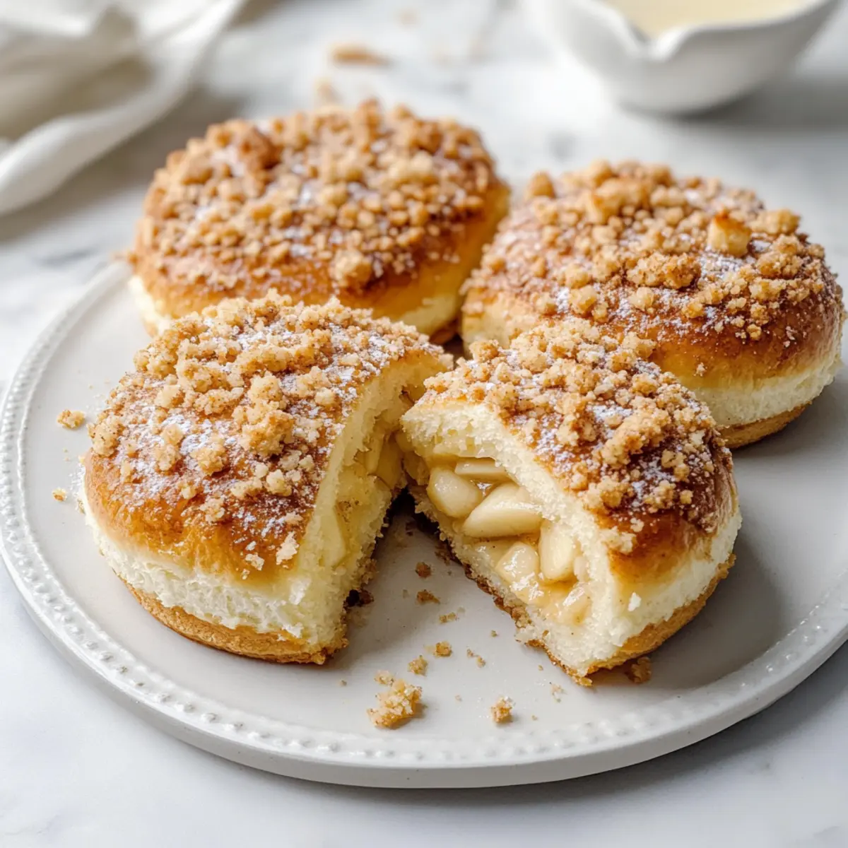 Apple Cheesecake Buns with a Crumble Topping Delight