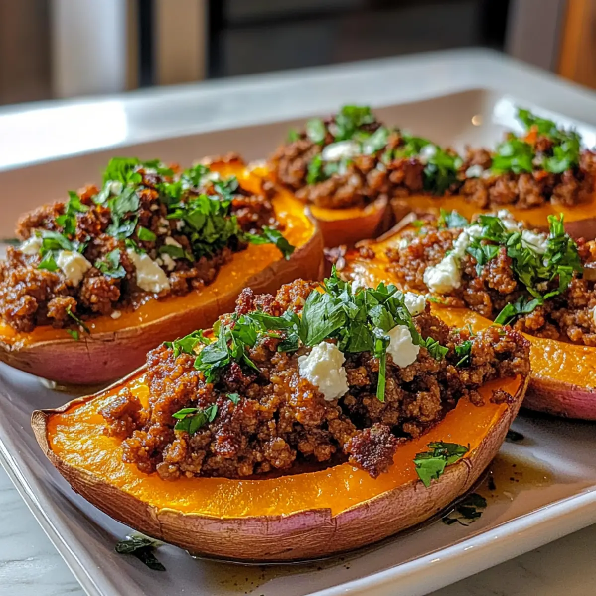 Savor Hot Honey Ground Beef & Sweet Potato Boats Tonight