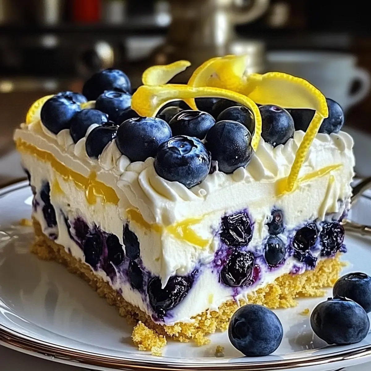 Refreshing No-Bake Lemon Blueberry Cream Cake for Summer Bliss