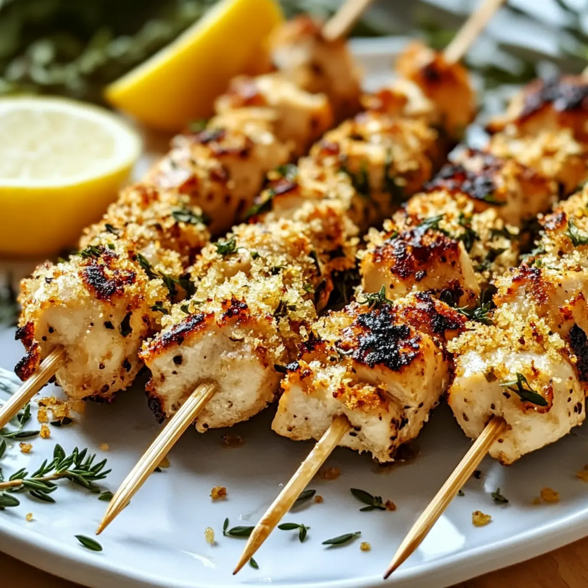 Crunchy Lemon-Garlic Chicken Skewers for Flavorful Grilling Bliss