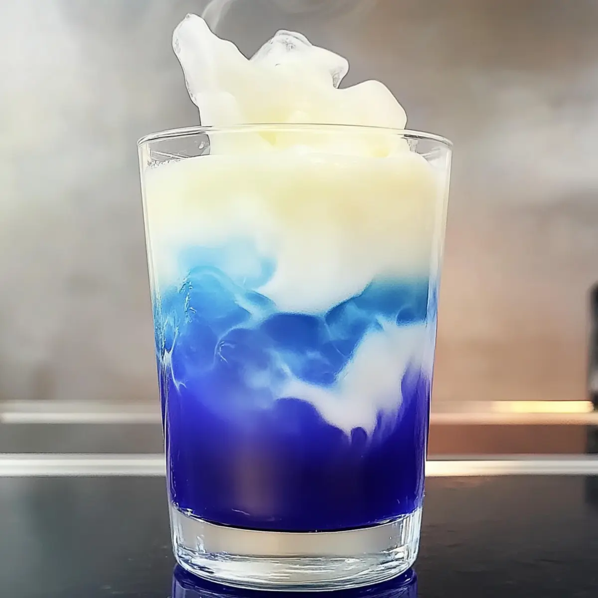 Delightful Iced Blue Tea Latte with Creamy Vanilla Foam