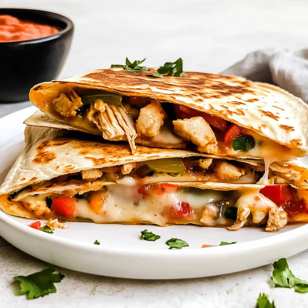 Savory Authentic Chicken Quesadilla with Creamy Dip Delight