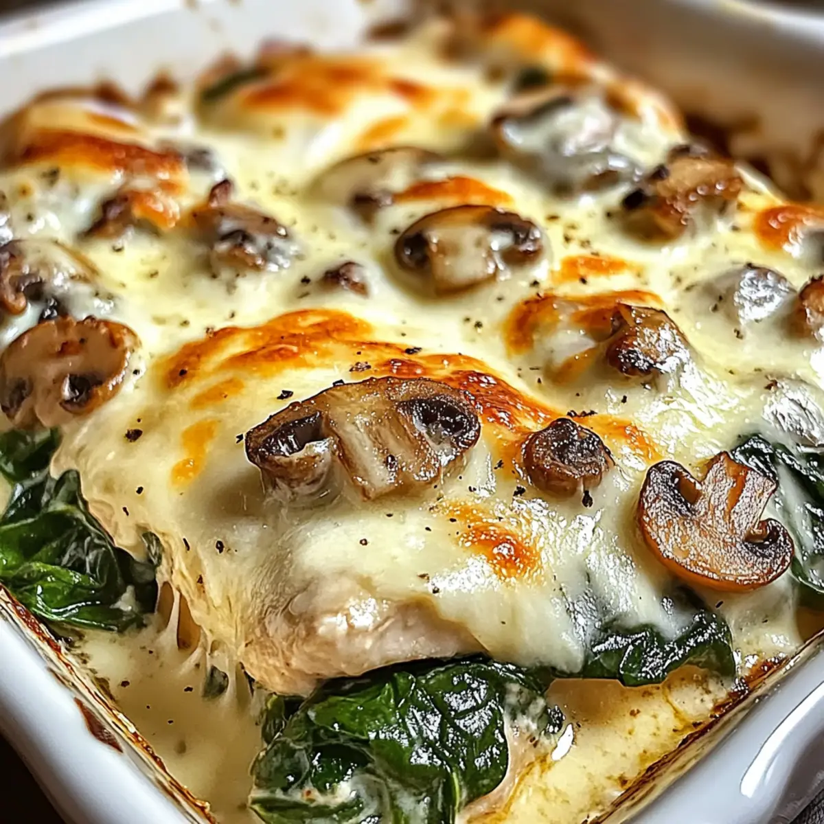 Creamy Chicken Spinach & Mushroom Casserole Delight