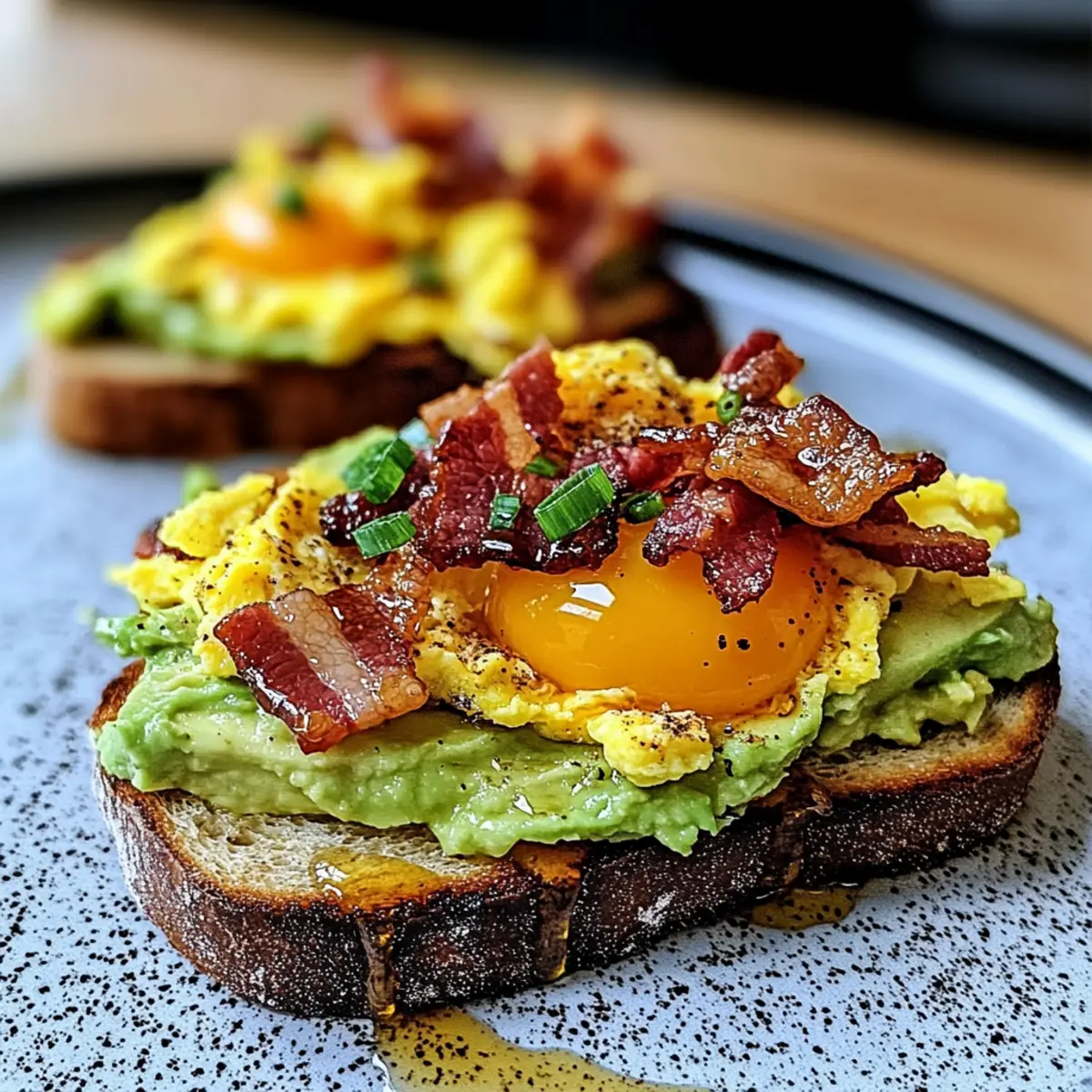 Avocado, Bacon and Egg Toasts with Sweet Heat Twist