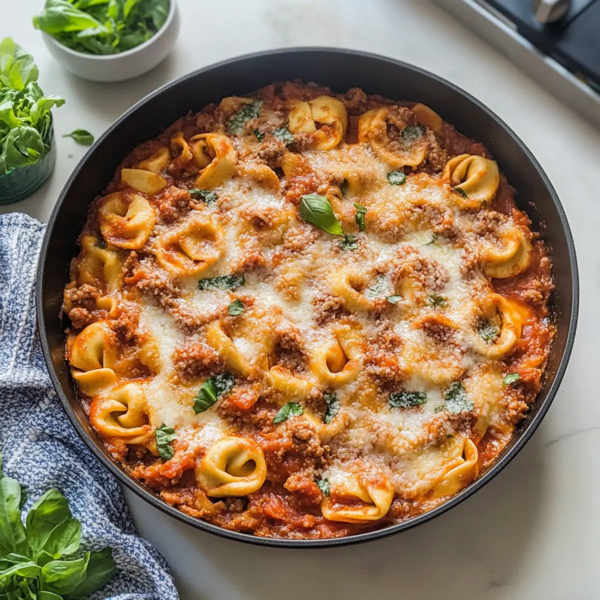 Comforting Baked Tortellini with Meat Sauce for Busy Nights