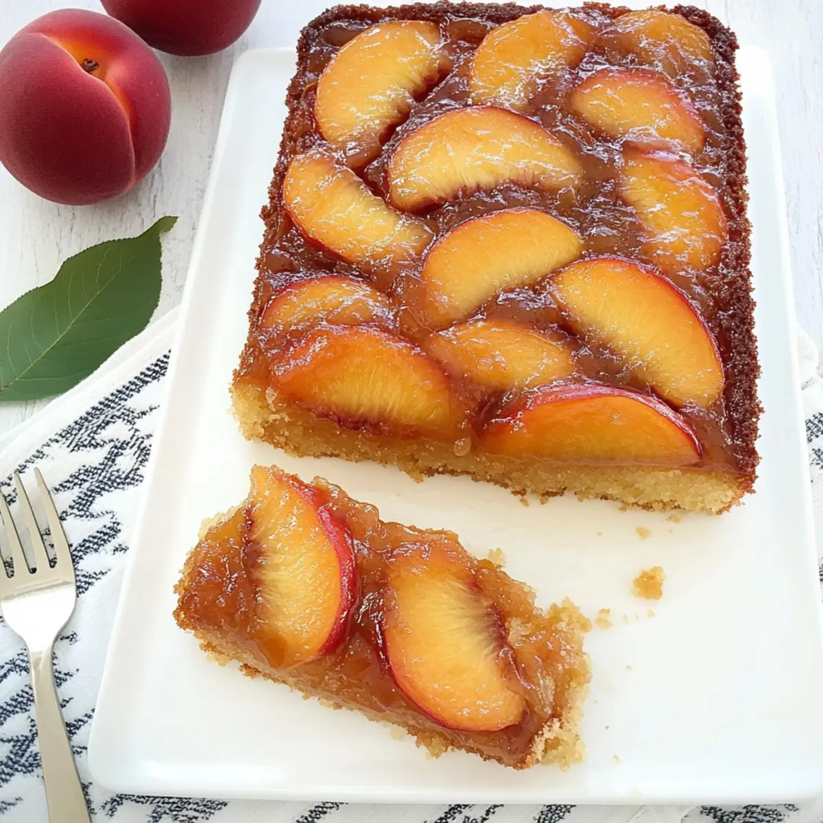 Moist Peach Upside-Down Cake with Caramelized Flavor