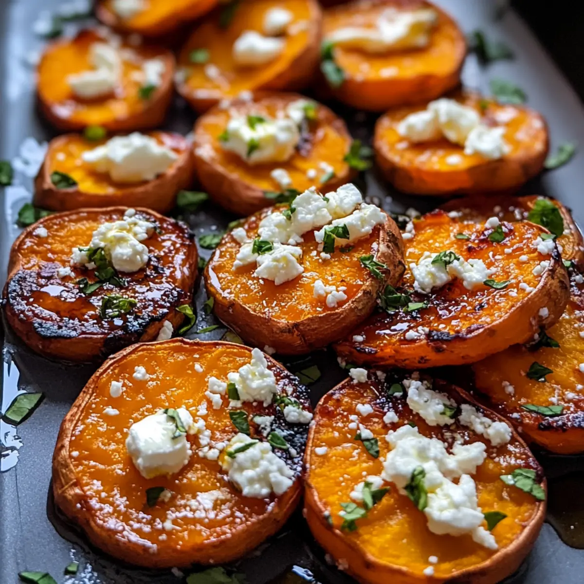 Crispy Roasted Sweet Potato Rounds with Honey & Feta Delight