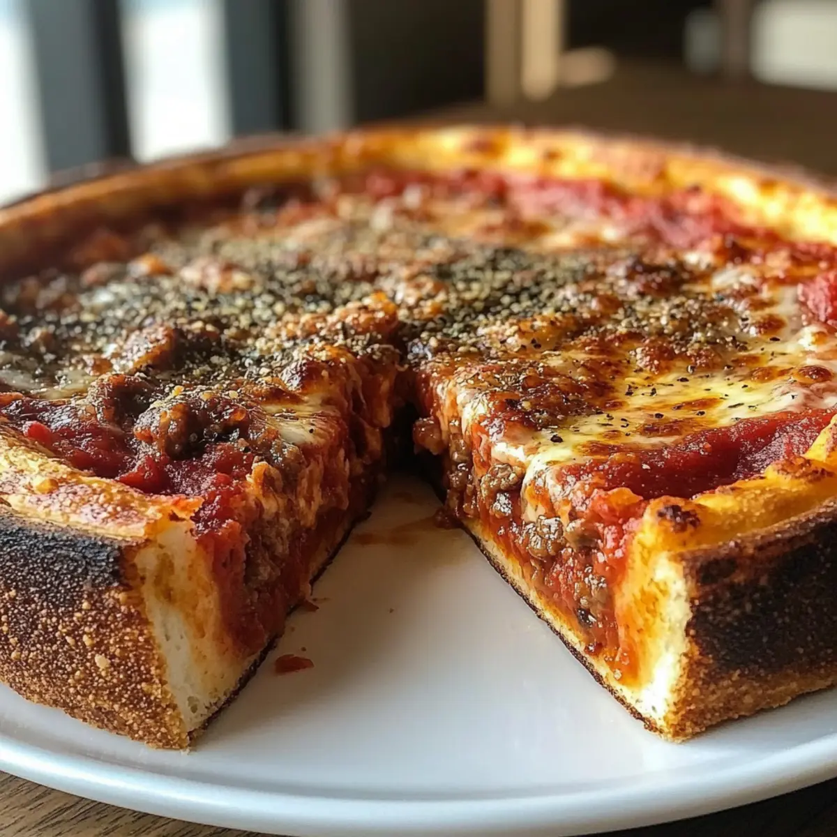 Classic Chicago Deep Dish Pizza: Slice of Comfort Bliss