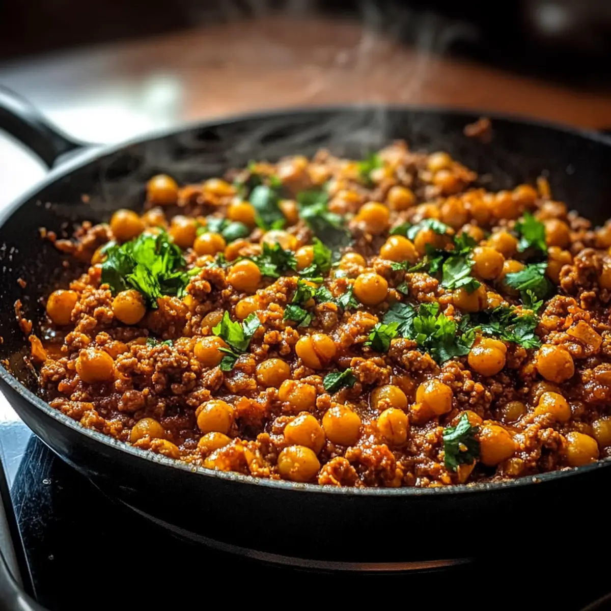 Savory Middle Eastern Beef Chickpeas Skillet in 25 Minutes