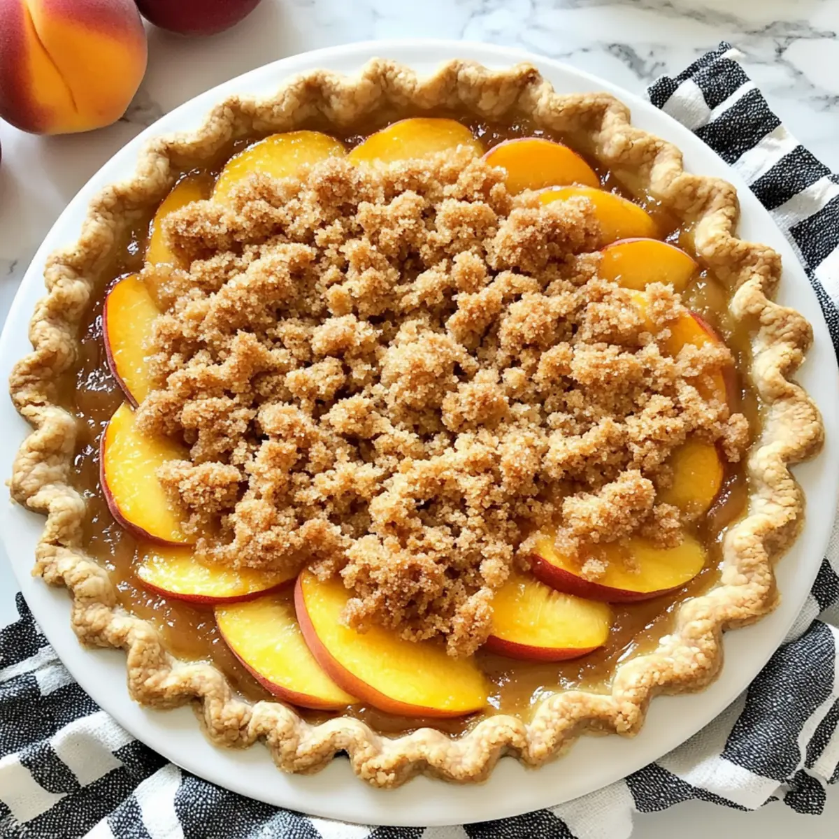 Easy Peach Crumble Pie With Streusel Topping for Warm Bliss
