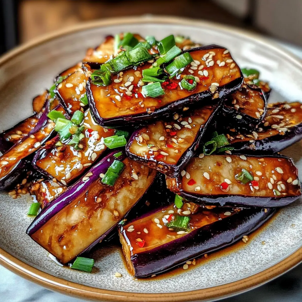 Crispy Eggplant Tossed in Garlic Soy Glaze for Easy Vegan Joy