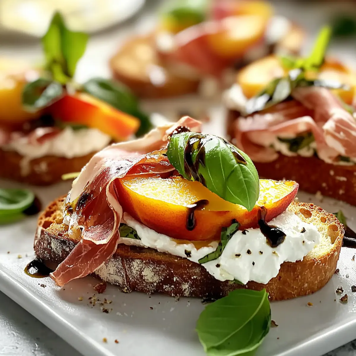 Peach Burrata Crostini with Balsamic Glaze for Summer Bliss