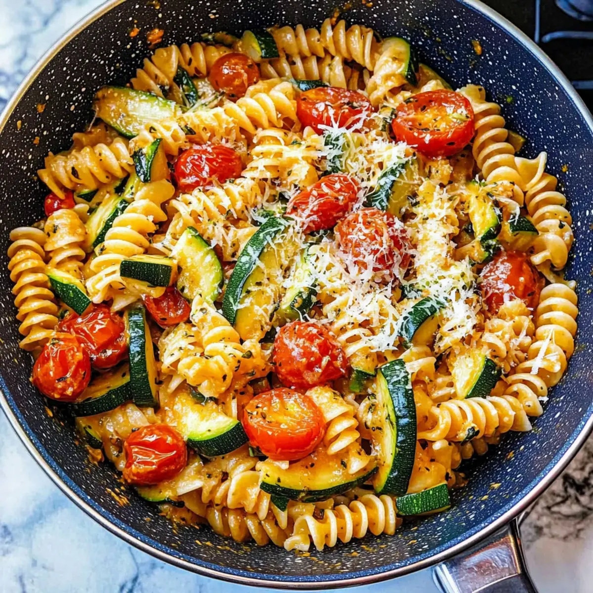 Savory Healthy Tomato Zucchini Pasta in Under 30 Minutes
