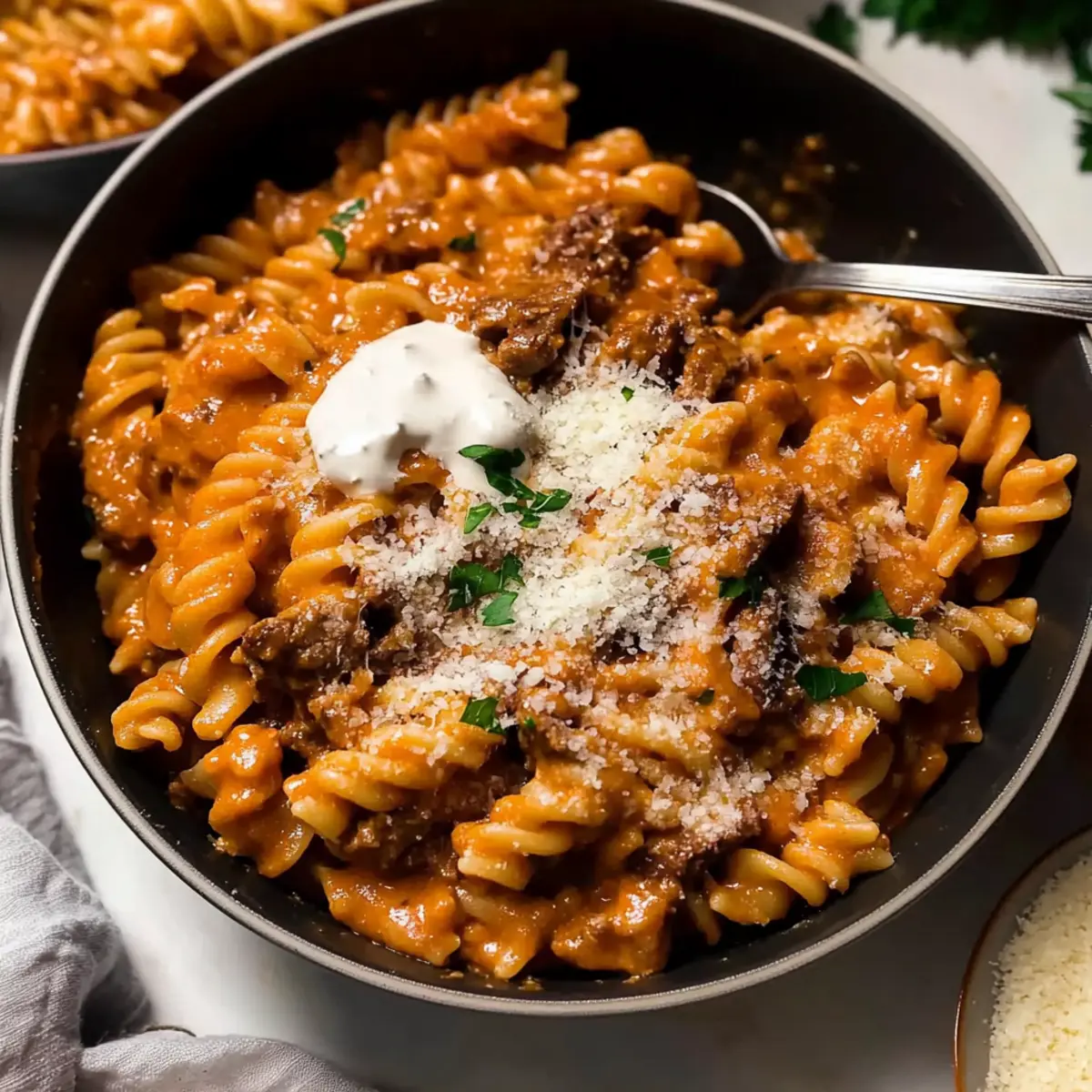 One Pot Creamy Tomato Beef Pasta You'll Crave Tonight