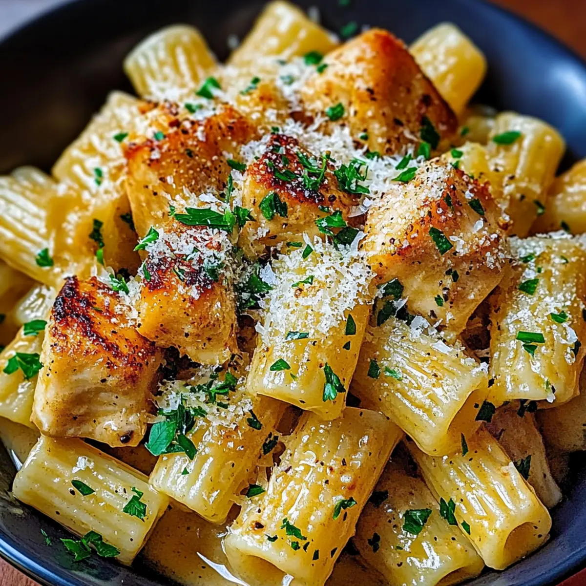 Garlic Butter Chicken with Rigatoni and Parmesan Bliss