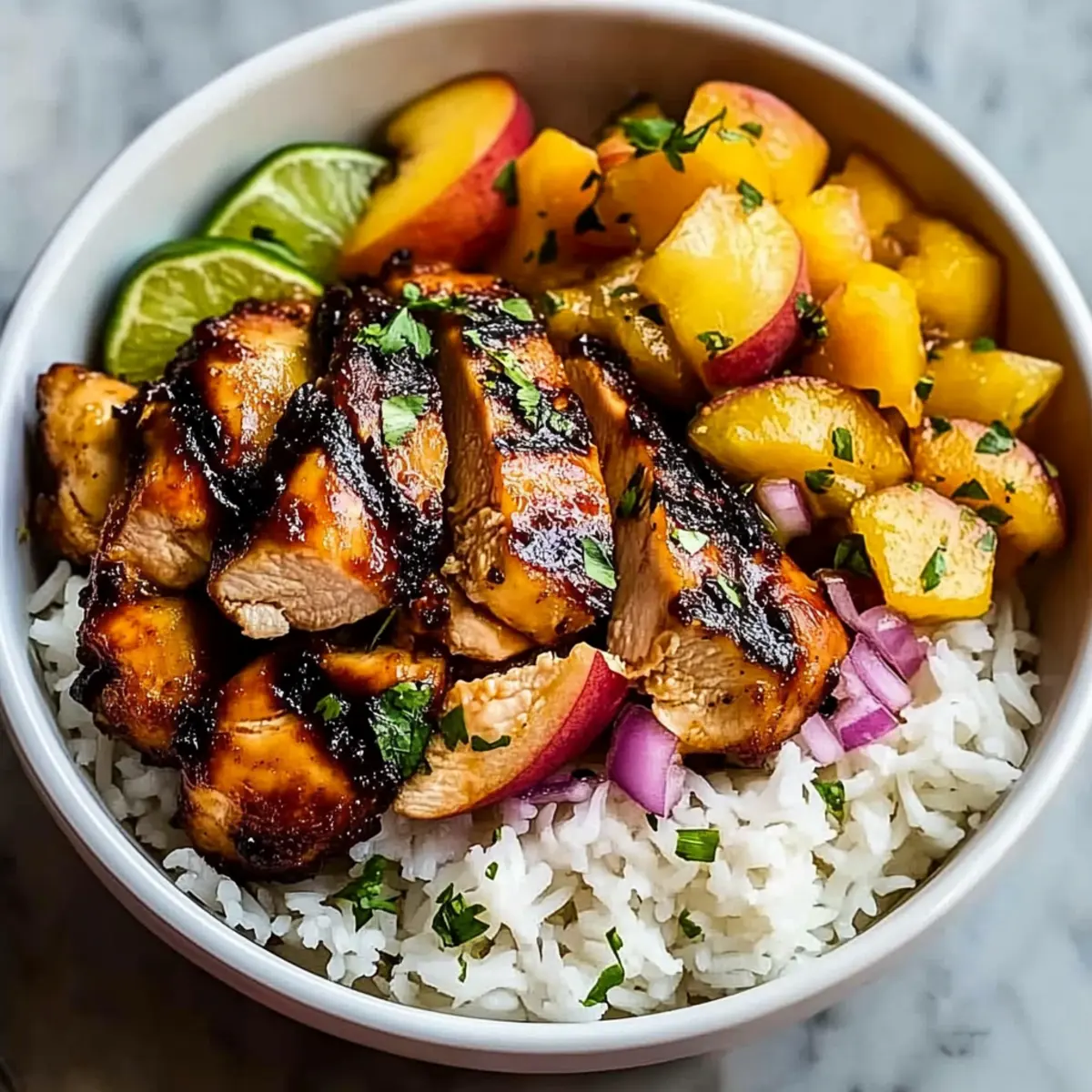 Delicious Summer Peach BBQ Chicken Bowls for Easy Family Meals